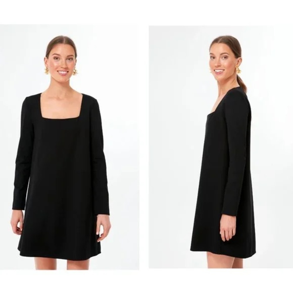 Tuckernuck Black Middleton Long Sleeve Mini Dress M minimal clean girl office
